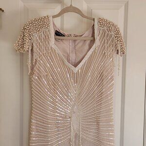 Barkha Fitted Beaded Short Cap Sleeve Dress Bridal | Cocktail